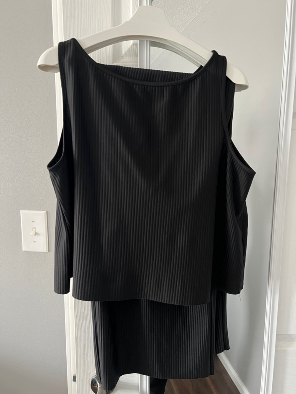 La Vie En Rose Black Ribbed Tank Top and Pants